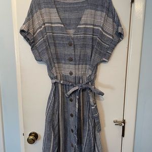 Carve designs casual button front cotton dress with tie belt